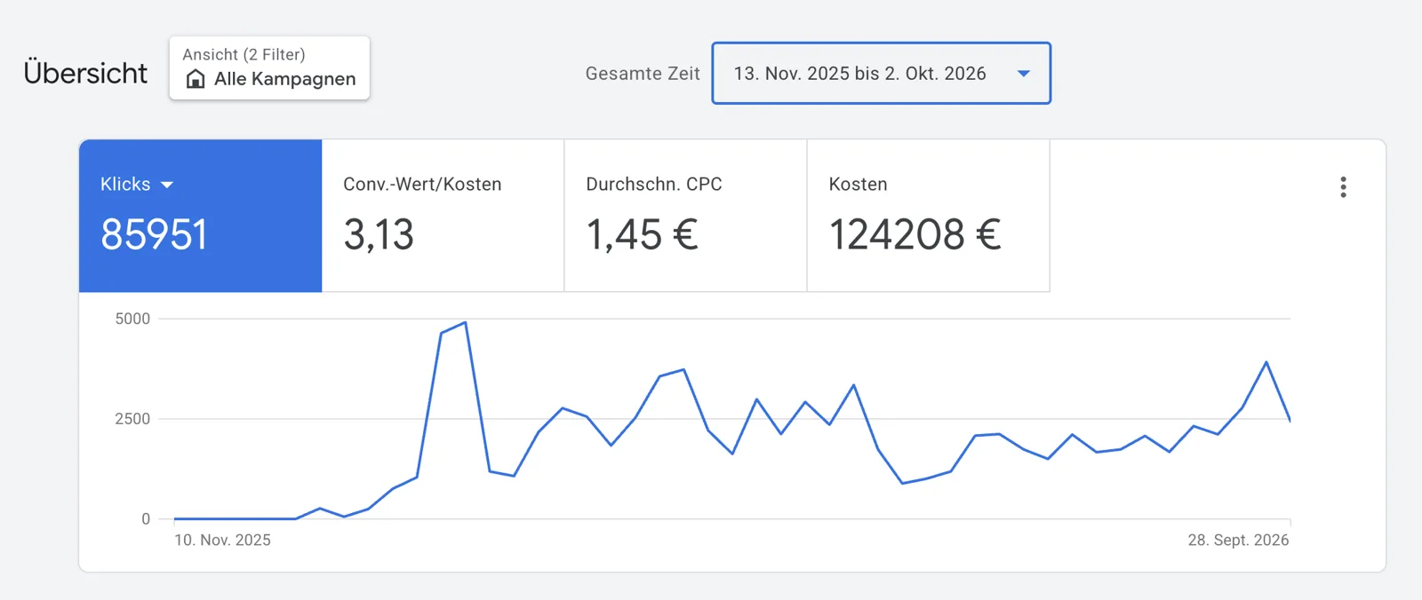 Google-Ads-Konto mit 124.208 Euro Kosten